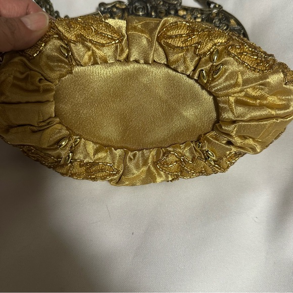Ornate Gold Embroidered Clutch - Picture 6 of 16